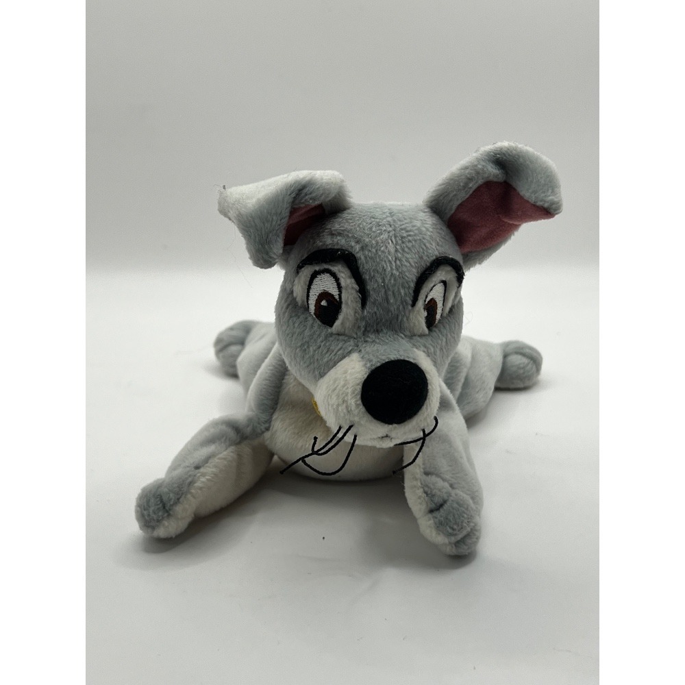 Disney Tramp Plush Stuffed Animal Lady Gray Red Collar Vintage Toy